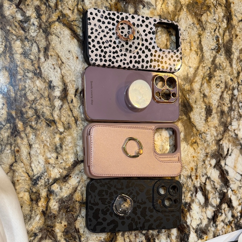 Stylish Phone Case Set - Black, Pink, Purple